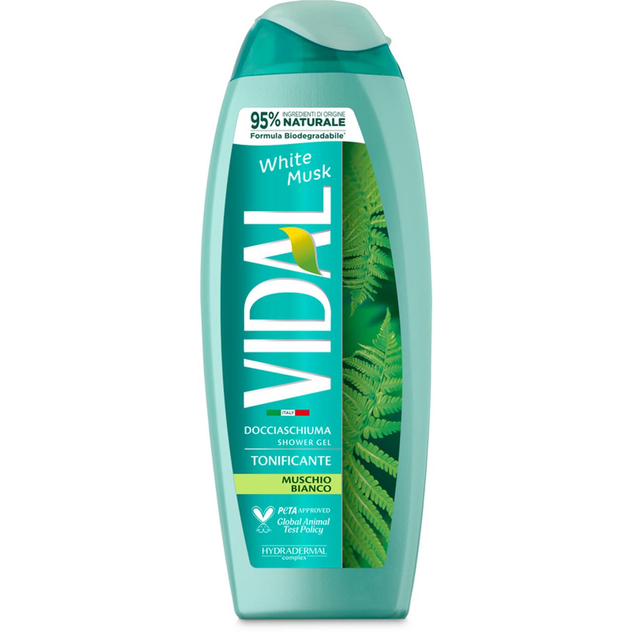 vidal, bagnoschiuma, docciaschiuma, whitemusk, muschiobianco, curacorpo, igiene, spesaonline, 250 ML, VIDAL 250 ML, bonta, efficacia, qualita, benessere, piacere, cura, prodotti vidal, freschezza, 250 ML vidal bagno schiuma white musk vidal 250 ml. - foto 1