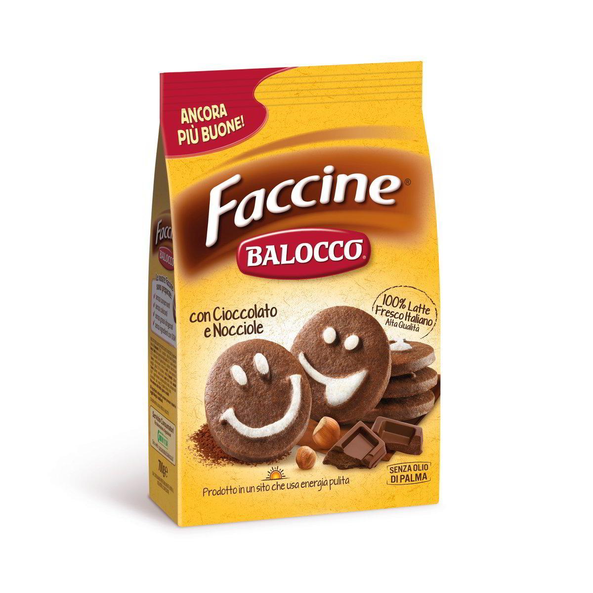 balocco biscotti faccine cioccolato e nocciola balocco 700 gr - foto 1