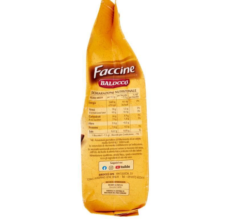balocco biscotti faccine cioccolato e nocciola balocco 700 gr - foto 3