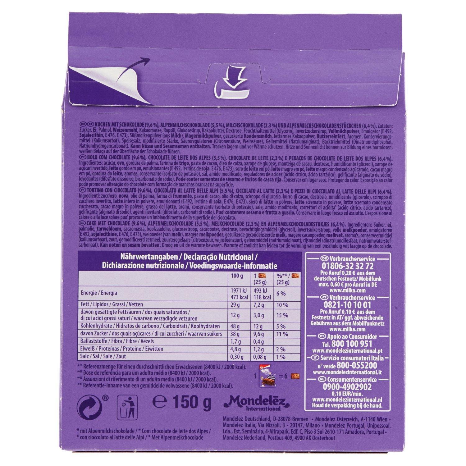 milka merendina al cioccolato choco brownie milka 150 gr - foto 2