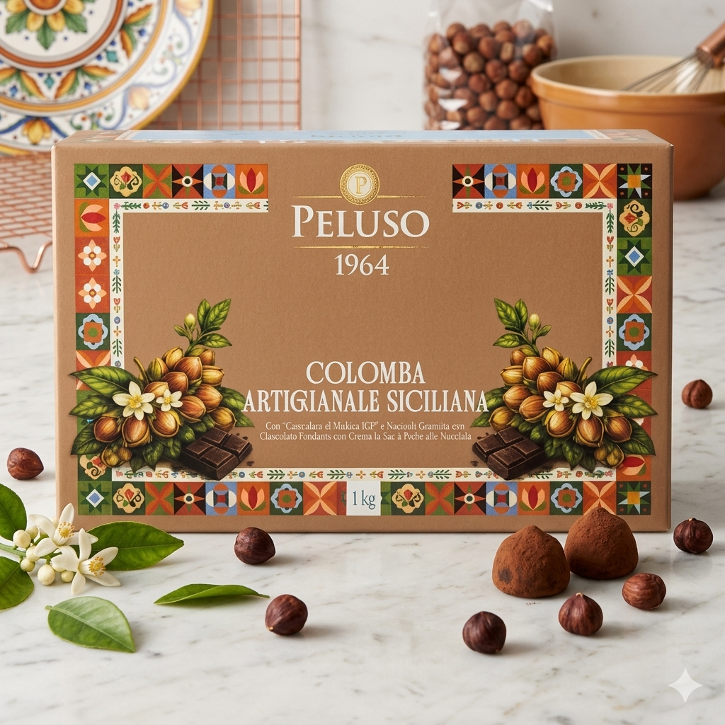 peluso colomba di pasqua artigianale con cioccolato di modica igp e nocciole peluso da 1 kg. - foto 3