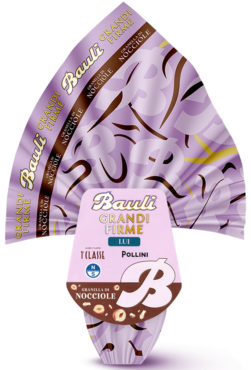 bauli uovo di pasqua grandi firme lui bauli al cioccolato al latte e nocciole bauli 300 gr. - foto 1