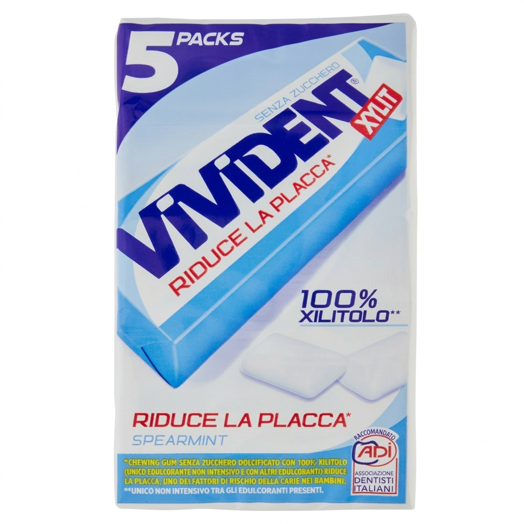 vivident gomme da masticare senza zucchero al gusto spearmint vivident xylit 5x13.5 gr. - foto 1
