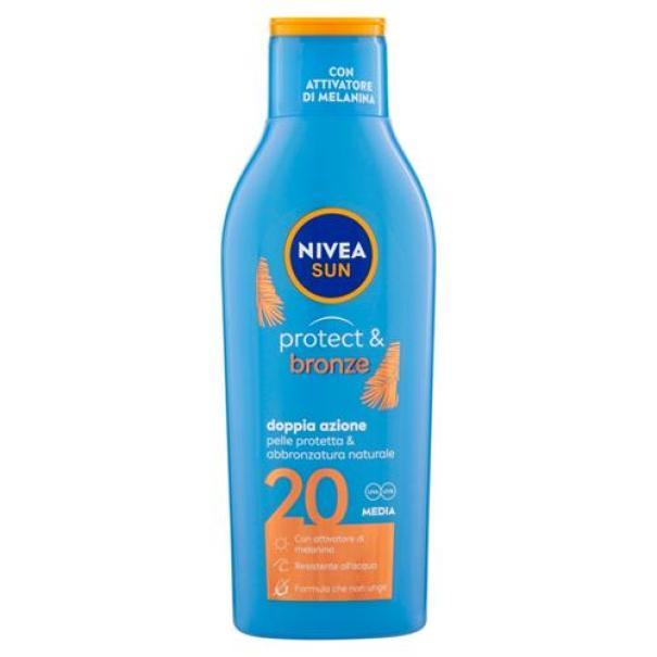 Latte Solare Protettivo Protect e Bronze FP20 Nivea Sun 200 ml
