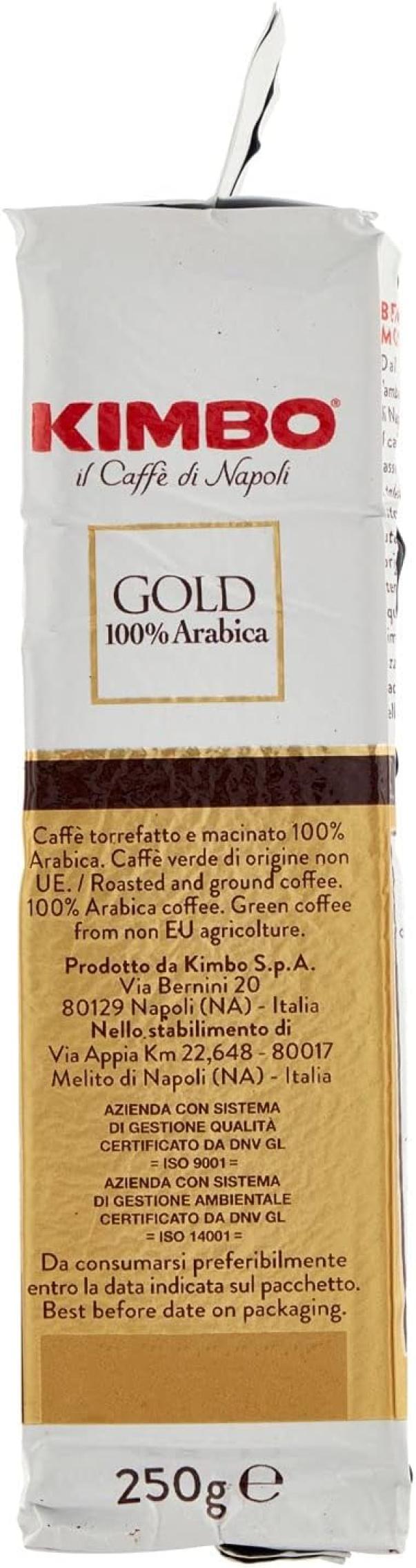 kimbo caffè macinato gold 100% arabica kimbo 250 gr - foto 4