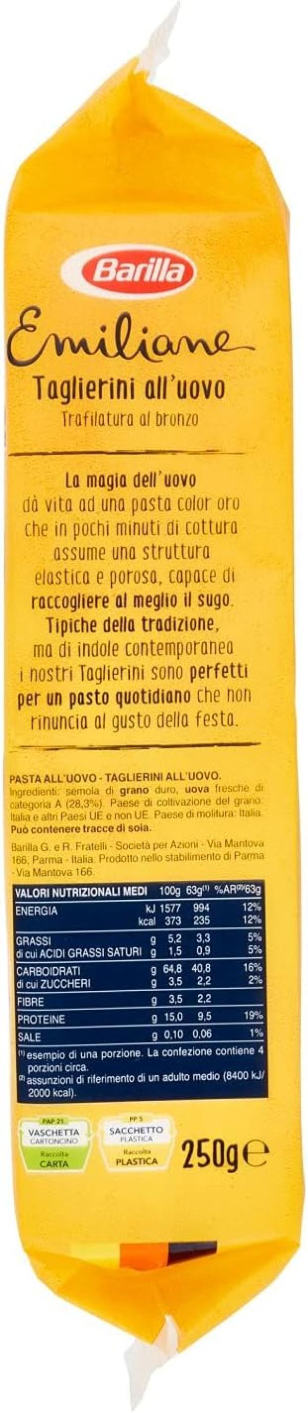 barilla pasta taglierini emiliane barilla 250 gr - foto 3