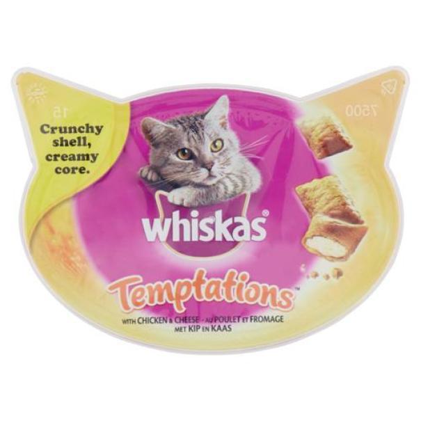 Snack per Gatti Temptations al Pollo e Formaggio Whiskas Snack per Gatti Temptations al Pollo e Formaggio Whiskas