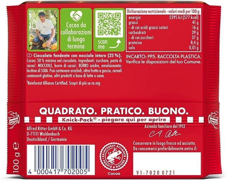 ritter sport tavoletta di cioccolato marzapane ritter sport 100 gr - foto 2