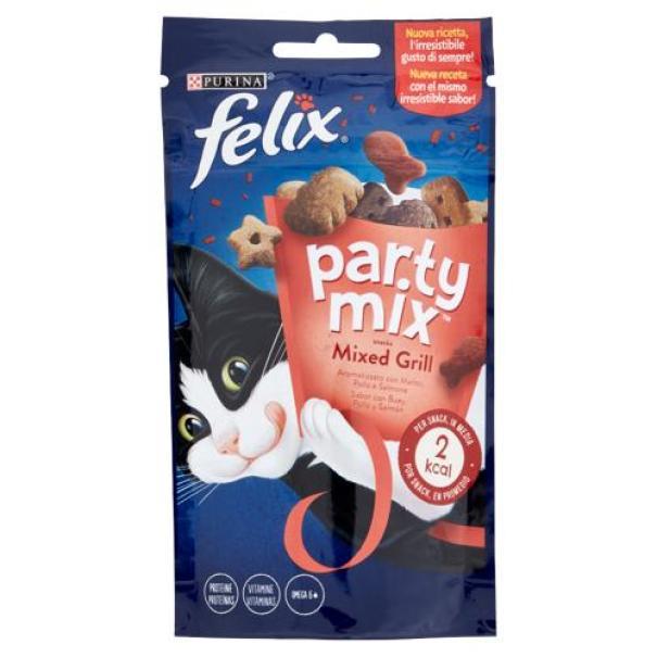 Snack per Gatti Party Mix Mixed Grill con Manzo Pollo e Salmone Felix Snack per Gatti Party Mix Mixed Grill con Manzo Pollo e Salmone Felix