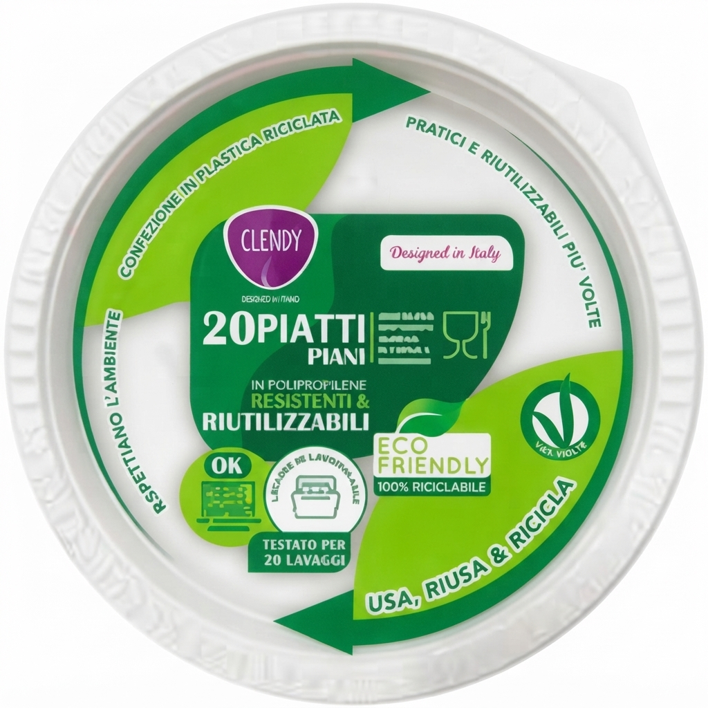 clendy, piattipiani, piatti riutilizzabili, piattigiardino, misenplace, tavola, spesaonline, 20 PZ, CLENDY 20 PZ, bonta, praticita resistente, qualita, dispensa, piacere, fragranza, prodotti clendy, 20pz, benessere, 20 PZ clendy piatti piani riutilizzabili in plastica 20 pz clendy - foto 1