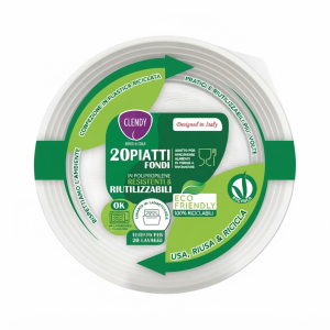 Piatti fondi riutilizzabili in plastica 20 pz