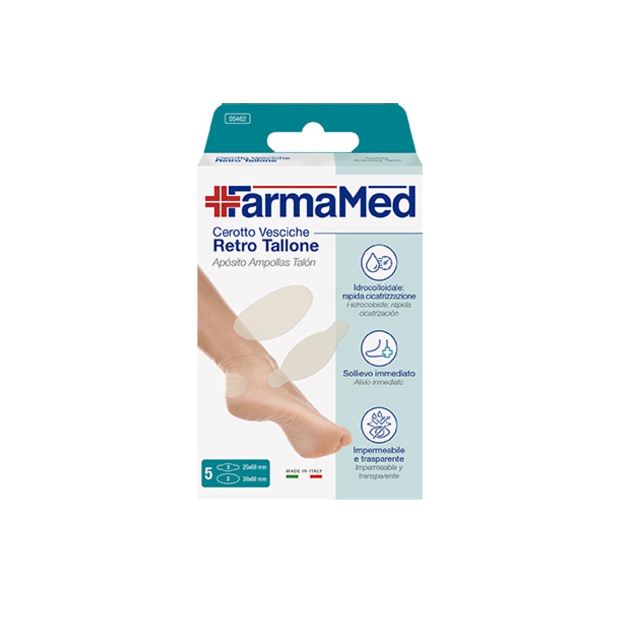 farmamed cerotti idrocolloidali per vesciche retro tallone farmamed assortiti 5 pezzi - foto 1