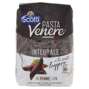 Pasta di riso venere integrale formato penne rigate riso  400 gr.