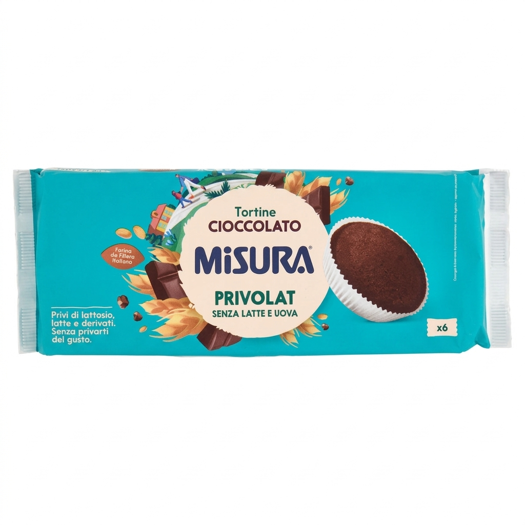 misura tortina soffice con gocce di cioccolato senza latte e uova privolat misura 240 gr. - foto 1