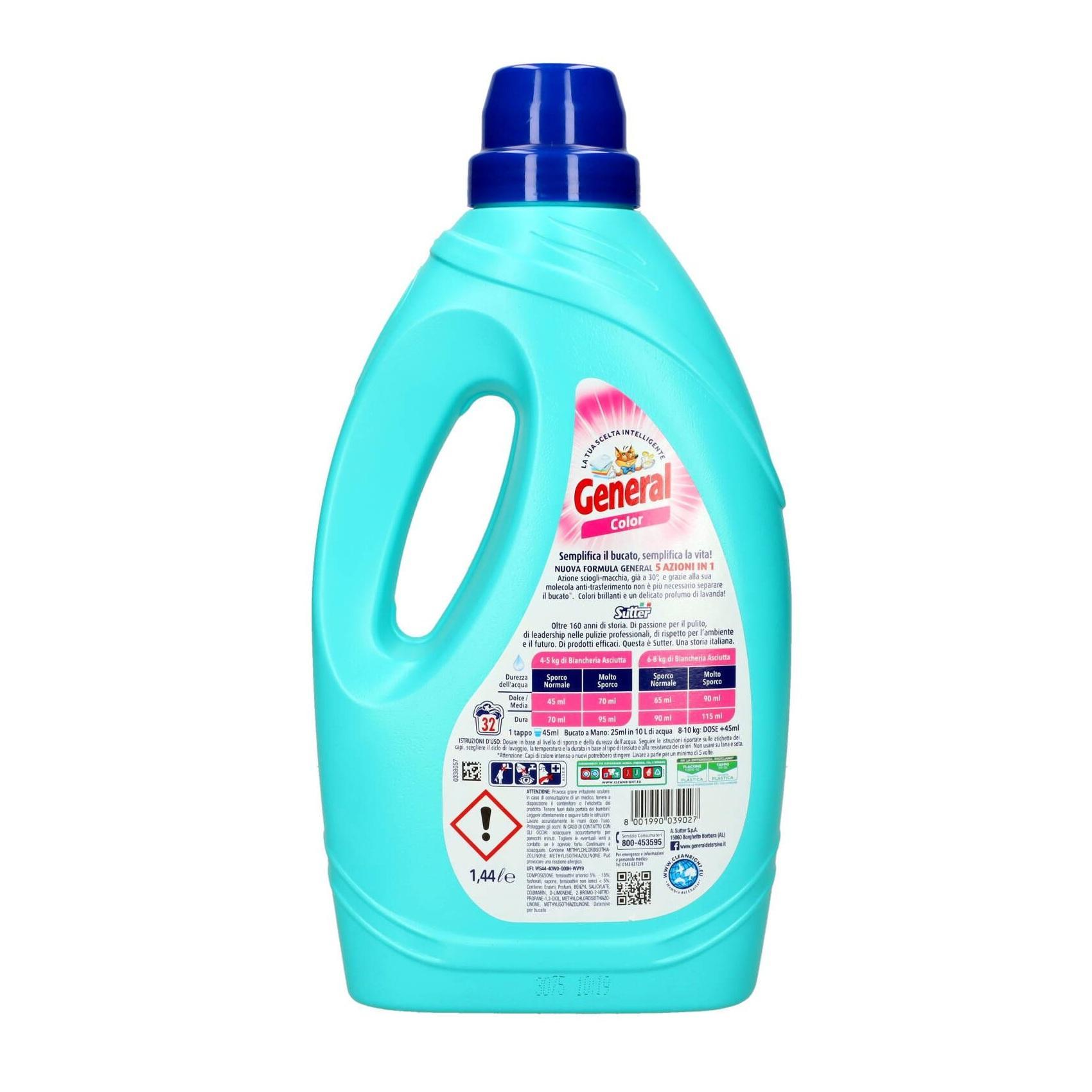 general detersivo liquido per lavatrice 32 lavaggi general color 1,44 lt. - foto 2