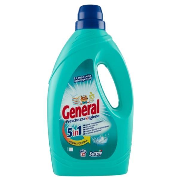 Detersivo Liquido Lavatrice Freschezza e Igiene 5 in 1 32 Lavaggi General 1,44 L