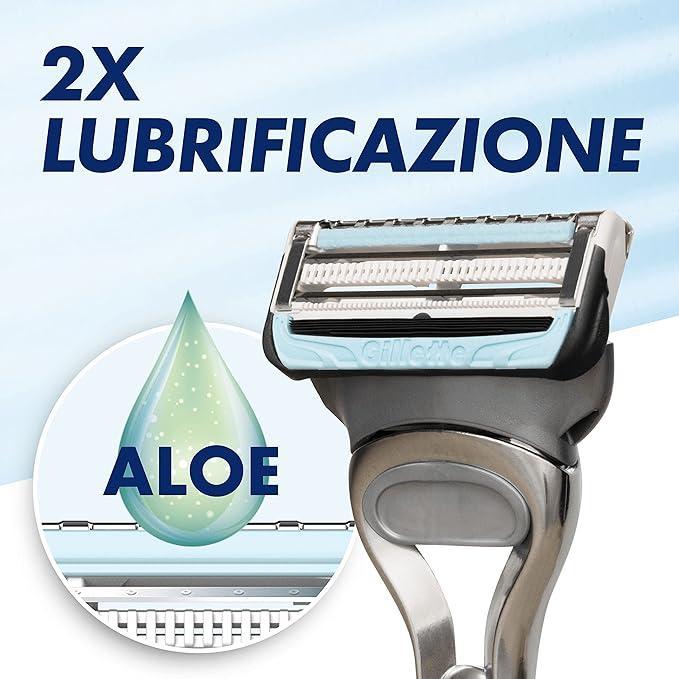 gillette rasoio da barba manuale per uomini per prevenire le irritazioni della pelle con 2 lamette gillette skinguard sensitive - foto 4
