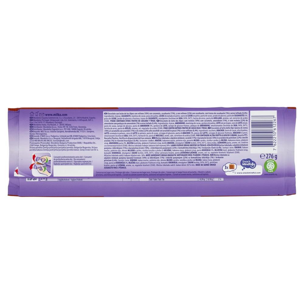 milka, cioccolato, caramello, arachidi, dolciumi, snack, golosita, eccellenza, MILKA, 276 GR, 4 milka tavoletta cioccolato al latte con caramello e arachidi milka 276 gr - foto 4