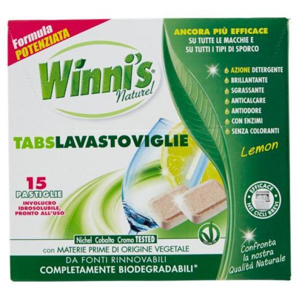 Pastiglie per Lavastoviglie Multifunzione Lemon Winni's Naturel 15 Pezzi
