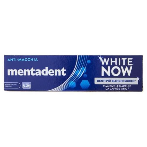 mentadent dentifricio sbiancante white now 3x azione antimacchia mentadent 75 ml - foto 1