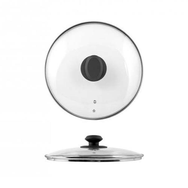 home coperchio in vetro con bordo acciaio inox home 26 cm. - foto 1