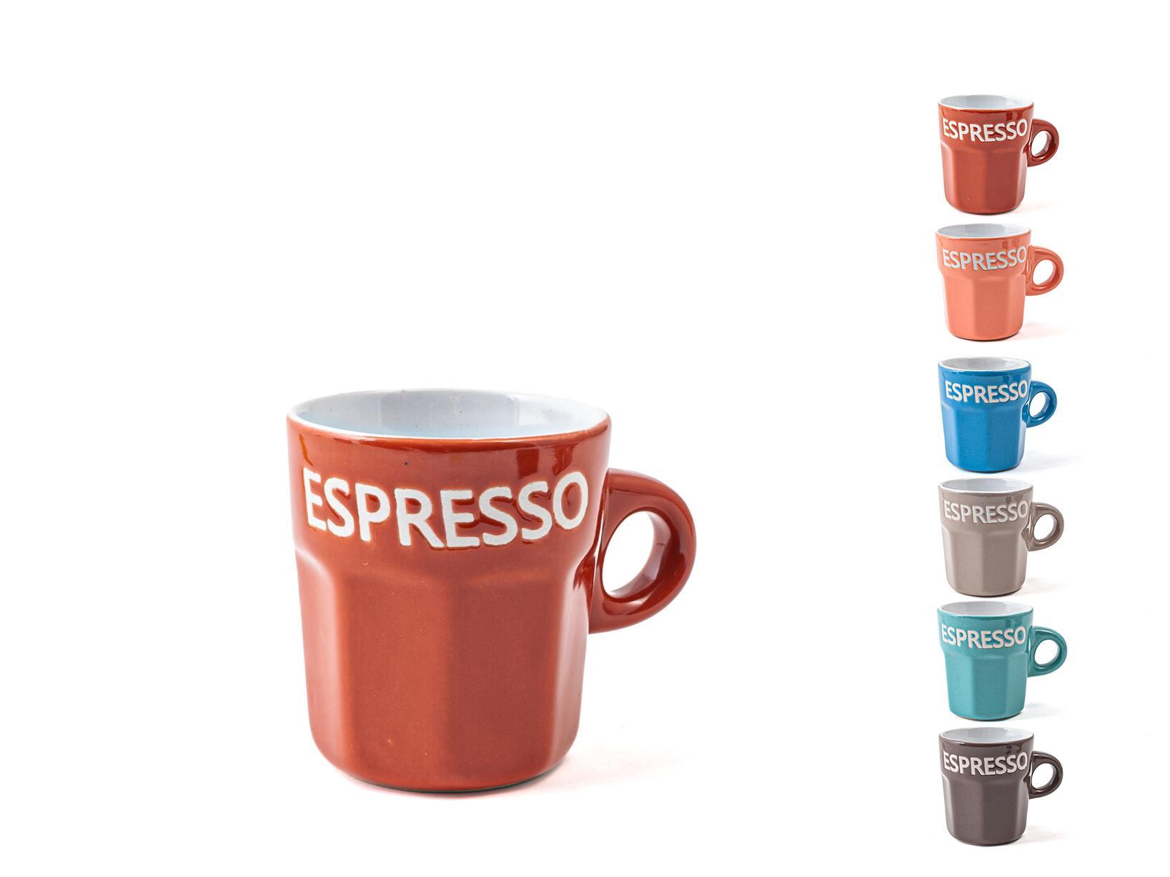 home tazza caffè scritta realizzata in stoneware in decori assortiti home 7,5 cl. - foto 1