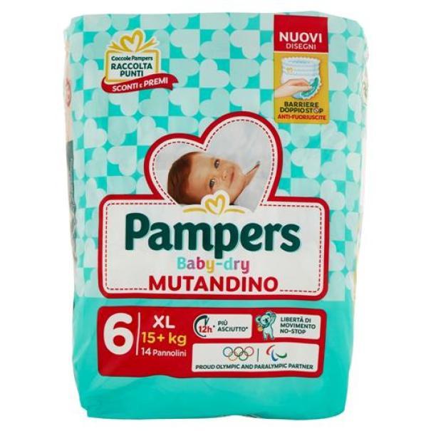 Baby Dry Mutandino Taglia 6 Extra Large Pampers Baby Dry Mutandino Taglia 6 Extra Large Pampers