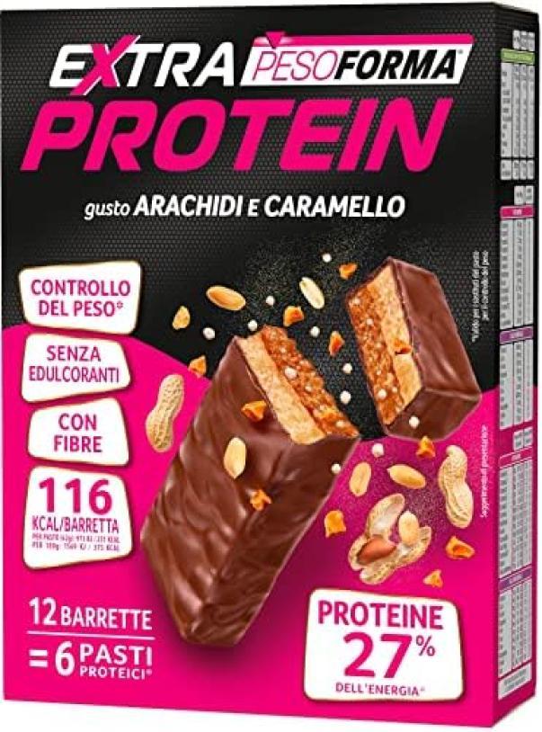 pesoforma barrette sostitutive pasto al gusto arachidi e caramello pesoforma 372 gr - foto 1