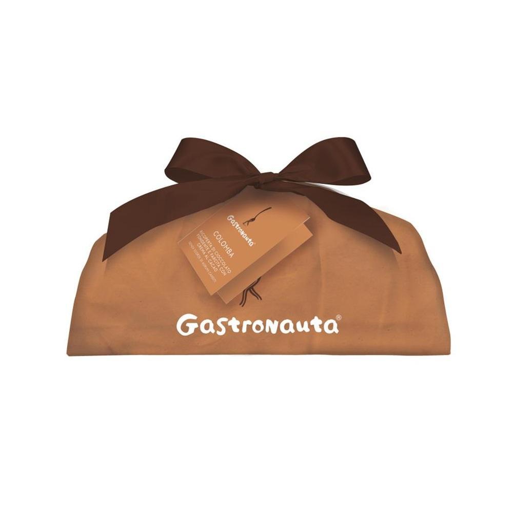 gastronauta colomba senza scorza di agrumi canditi, glassatura e decoro con crema al cacao ricoperta di cioccolato fondente 850 gr. - foto 1