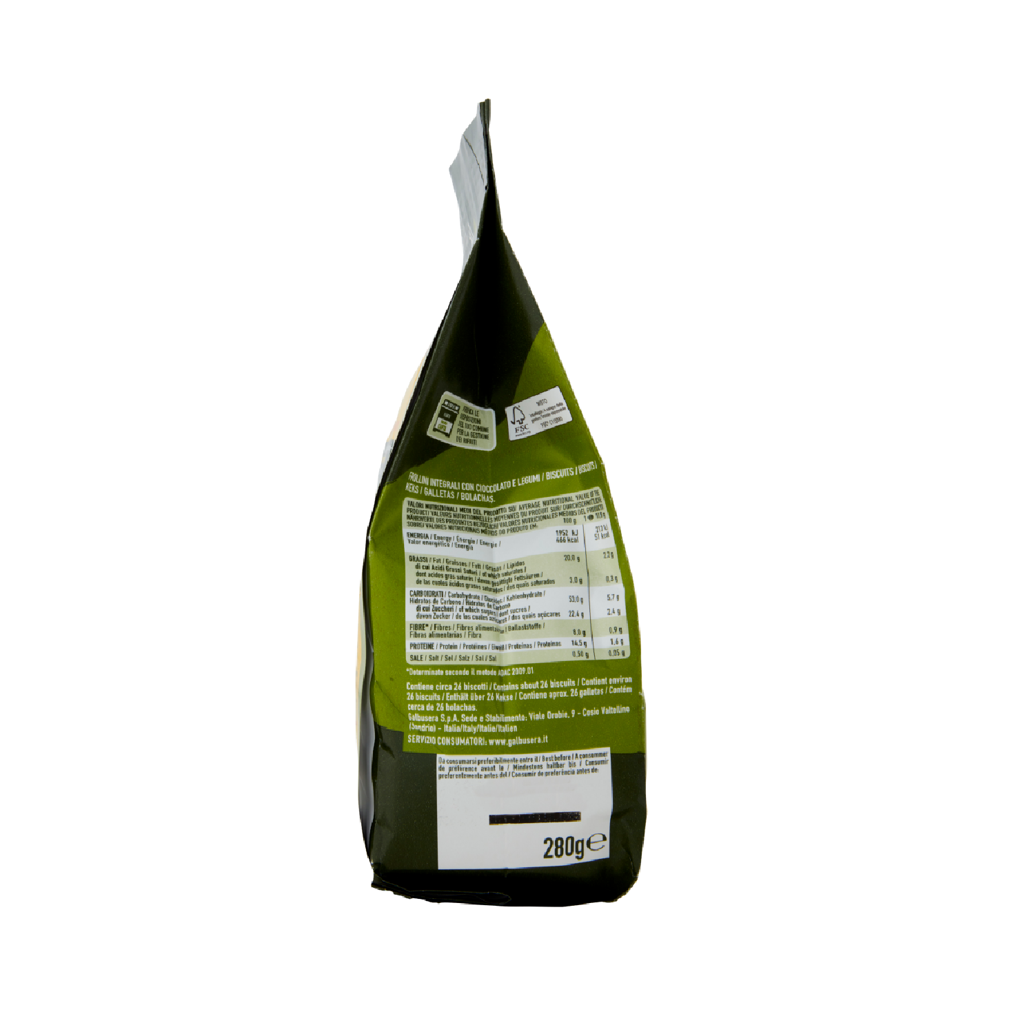 galbusera biscotti frollini integrali galbusera protein 280 gr. - foto 2