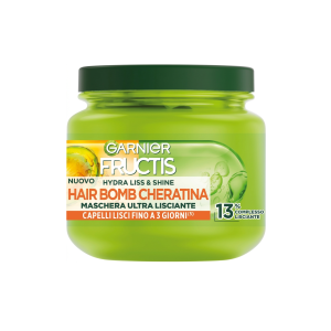 Maschera per capelli garnier  hydra liss hair bomb cheratina 320 ml