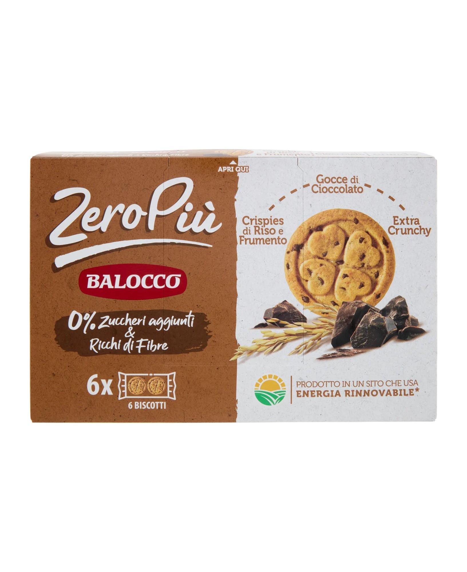 balocco biscotti frollini senza zuccheri aggiunti con gocce di cioccolato zeropiù balocco 210 gr. - foto 1