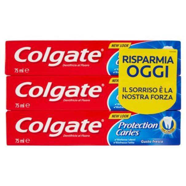 colgate, dentifricio, protezione, carie, igieneorale, sorrisosano, spesaonline, 3x75 ML, COLGATE 3X75ML, bonta, efficacia, qualita, dispensa, freschezza, piacere, prodotti colgate, 75ml, pulizia, salute colgate dentifricio protezione carie colgate triplo pack 3x75 ml. - foto 1