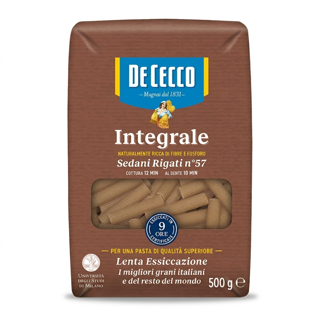 de cecco pasta di semola di grano duro integrale sedani rigati n. 40 de cecco 500 gr. - foto 1