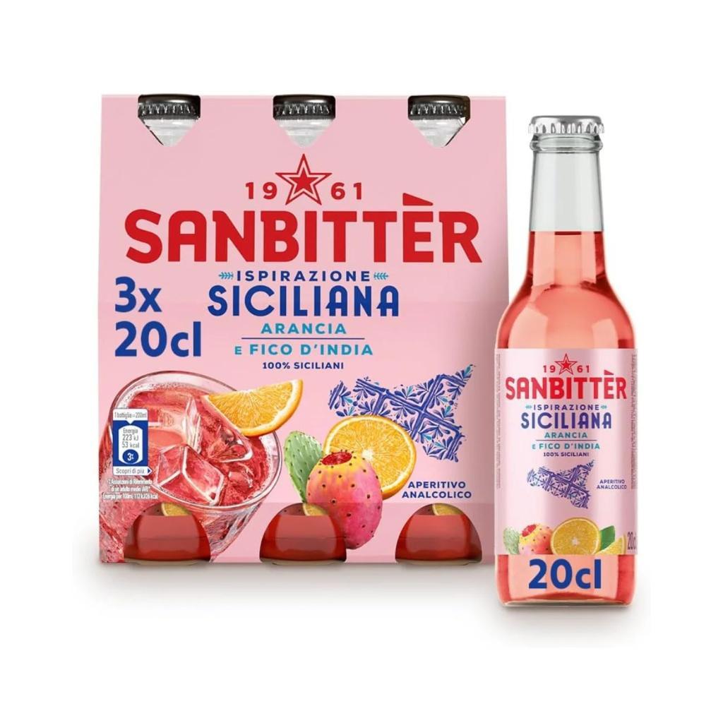 sanbitter aperitivo analcolico frizzante al gusto siciliana sanbittèr confezione con 3 bottiglie da 20 cl. - foto 1