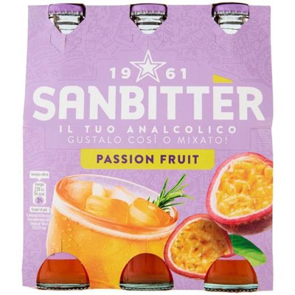 sanbitter aperitivo analcolico al gusto passion fruit sanbittèr confezione con 3 bottiglie da 20 cl. - foto 1