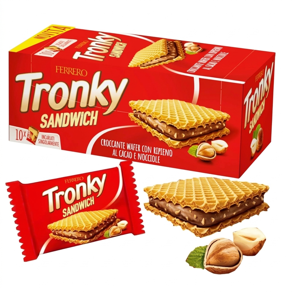 ferrero snack di wafer ferrero tronky con ripieno alla nocciola e granella 200g - foto 1 ferrero snack di wafer ferrero tronky con ripieno alla nocciola e granella 200g - foto 1