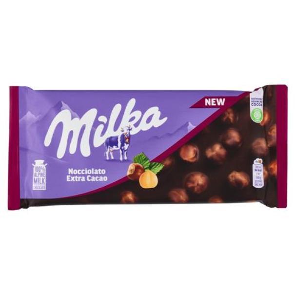 Tavoletta Nocciolato Extra Cacao al Latte Alpino con Nocciole Intere Milka