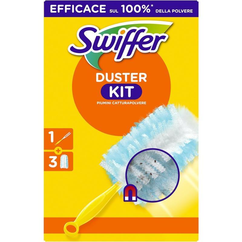 swiffer kit catturapolvere manico ergonomico + 3 piumini ricambi spugnosi swiffer duster 1 kit. - foto 1