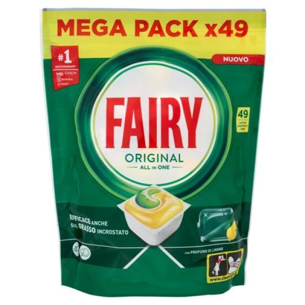 fairy detergente all in 1 per lavastoviglie in capsule al profumo di limone fairy 49 pz. - foto 1