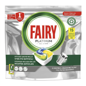 Detergente per lavastoviglie  platinum lemon 15 capsule.