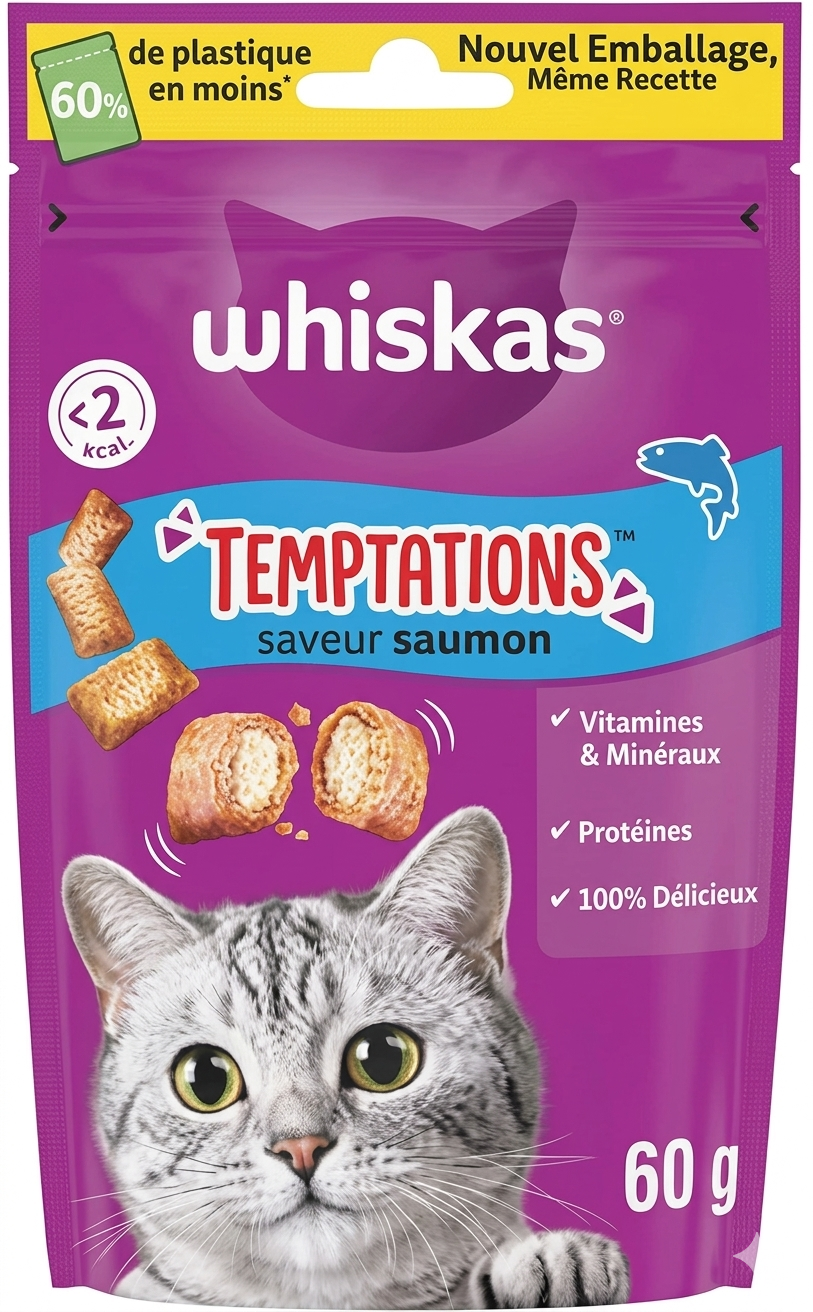 whiskas snack per gatti al salmone whiskas temptations 60 gr. - foto 1