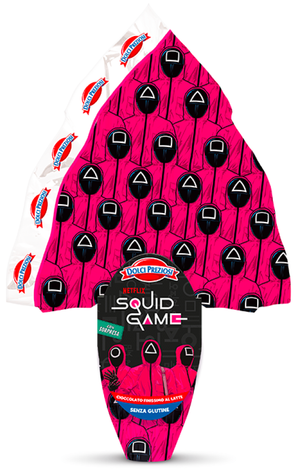 dolci preziosi uovo di pasqua squid game al cioccolato al latte dolci preziosi 240 gr - foto 1