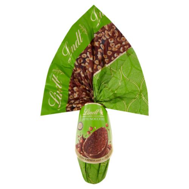 lindt uovo di pasqua al cioccolato al latte con nocciole intere tostate lindt 320 gr. - foto 1