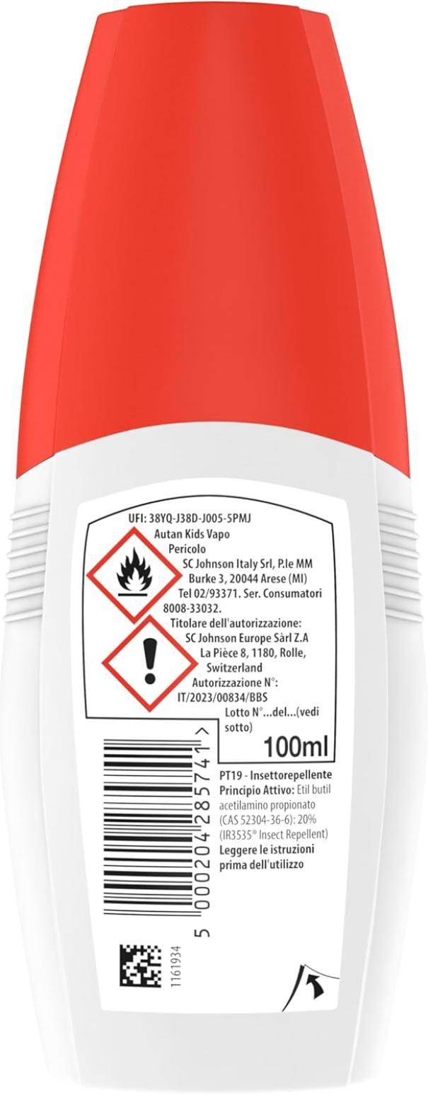 autan vapo spray antizanzare repellente per bambini autan kids 100 ml. - foto 2