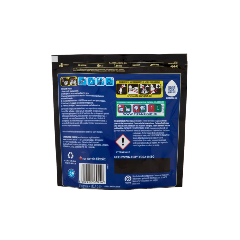 finish pastiglie per lavastoviglie finish ultimate plus fresh 12 lavaggi 146,4 gr. - foto 3