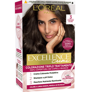 Tinta per capelli castano scuro n. 3 excellence l'oreal paris 200 gr