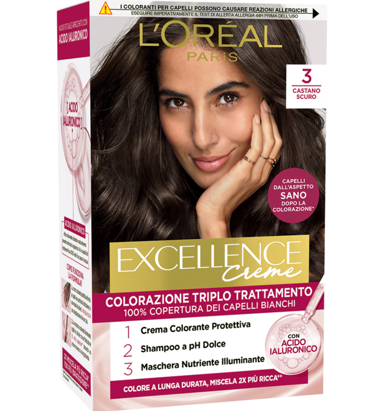 loreal paris tinta per capelli castano scuro n. 3 excellence l'oreal paris 200 gr - foto 1