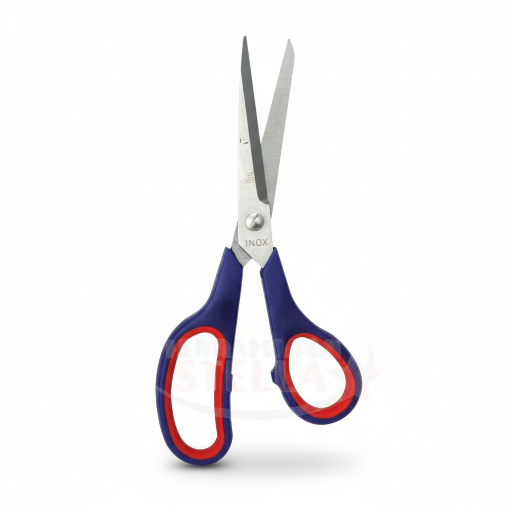 dps forbici multiuso acciaio inox casa ufficio misura 7 1/2' con manico in plastica rosso/blu dps - foto 1