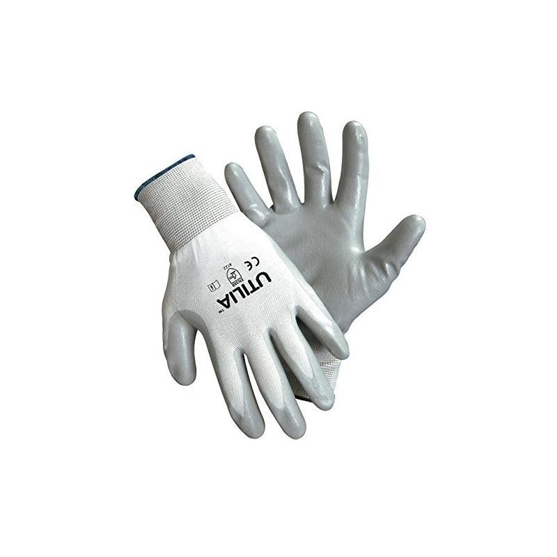 utilia guanti in nylon palmo in nitrile colore grigio utilia taglia 10 - foto 1